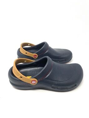 Crocs Bristro Slip Resistant Work Clogs Navy Blue and Yellow